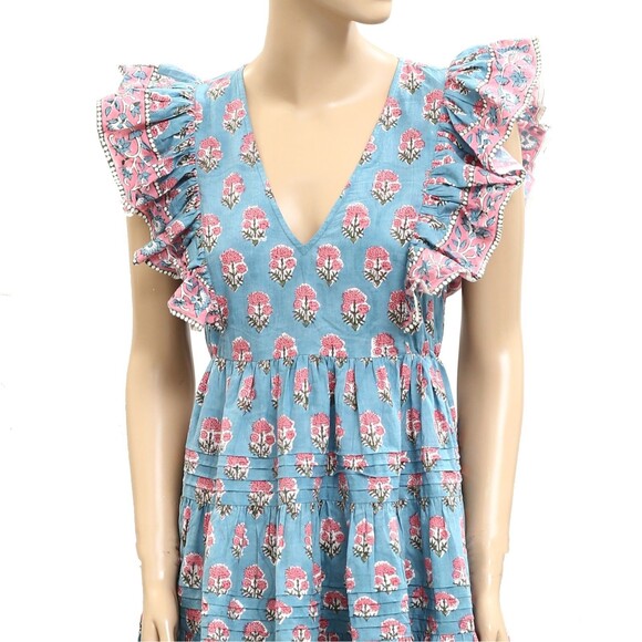 SAYLOR Anthropologie Malin Mini Dress Dahlia Floral Block Print Cotton S 282096 - Picture 6 of 11